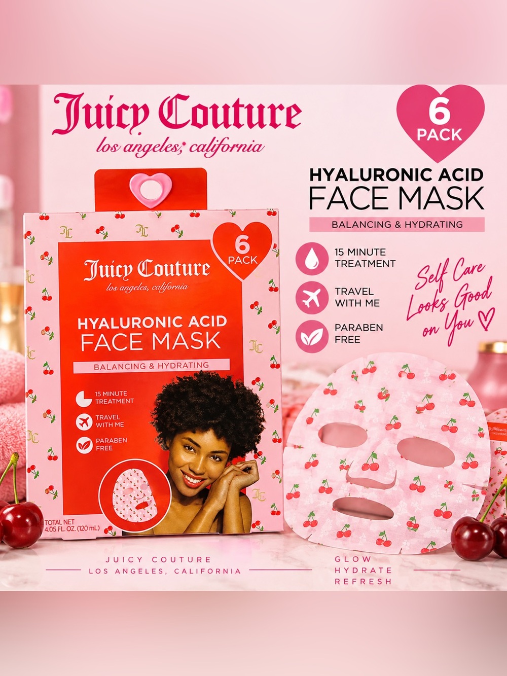 Juicy Couture Hyaluronic Acid Face Mask – 6 Pack